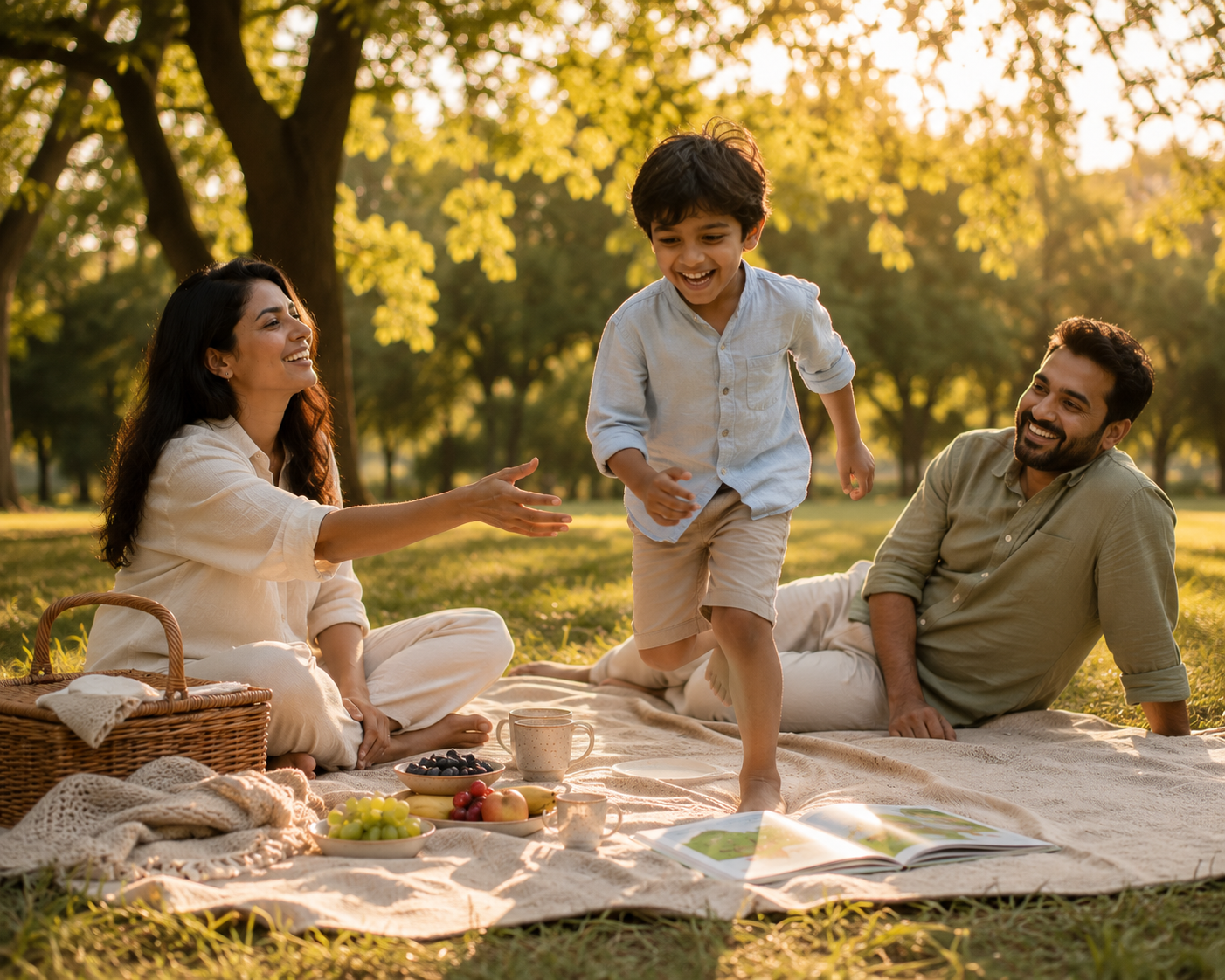 A family enjoying a picnic together — living with balance